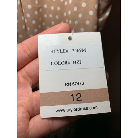 TAYLOR TAN POLKA DOT MOCK NECK MAXI DRESS - Picture 6 of 10